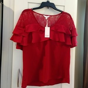 NWT Candie's Lacey Red Hot Top